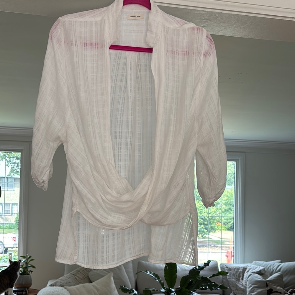 Silence + Noise Sheer White Blouse